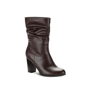 Style & Co Womens 7.5 M Brown Saraa Faux Leather Block Heel Boots NIB LU3